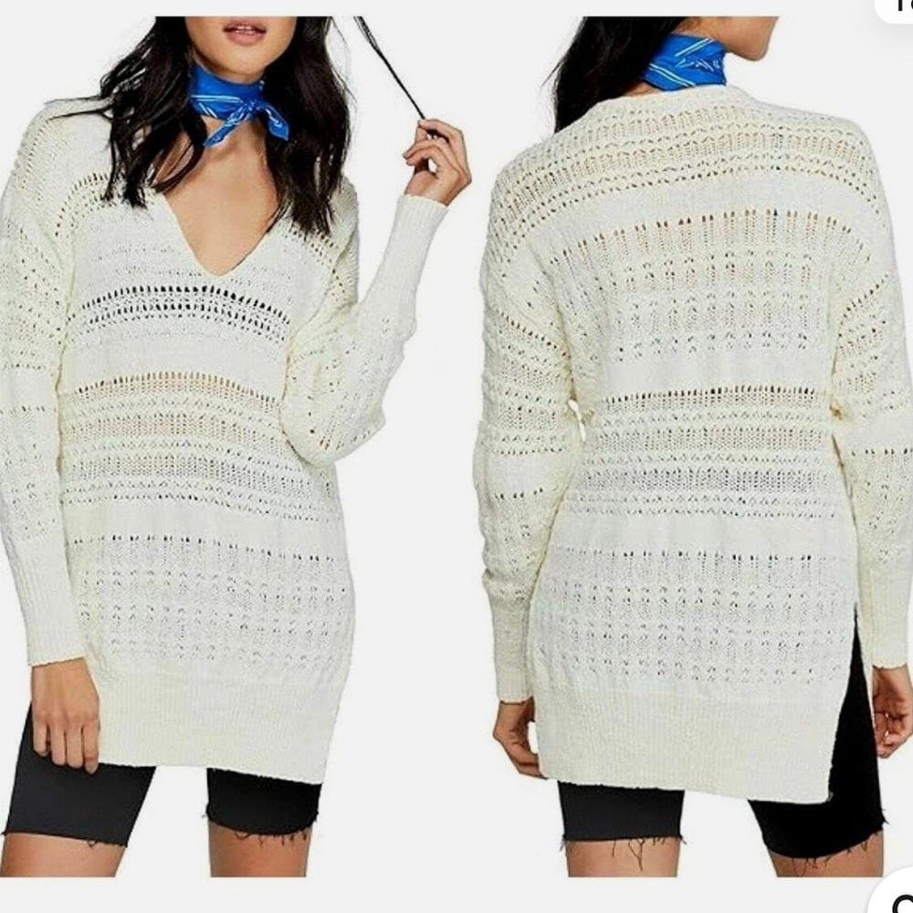 Free People Cream Knit Sweater